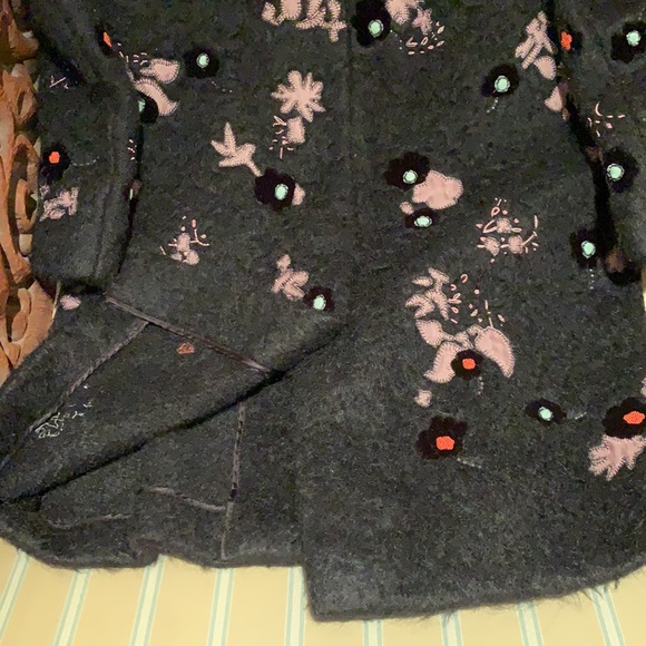 VALENTINO COUTURE BLACK EMBROIDERED EMBELLISHED WOOL BLEND LUXURY COAT SIZE 4 - Picture 15 of 16